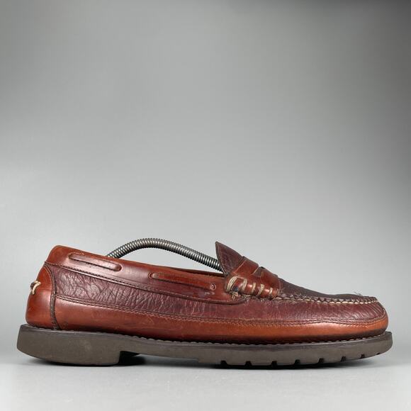 LL Bean Allagash Men\'s Size 11.5 D Brown Leather Slip On Penny Loafer Dress Shoe main image 5